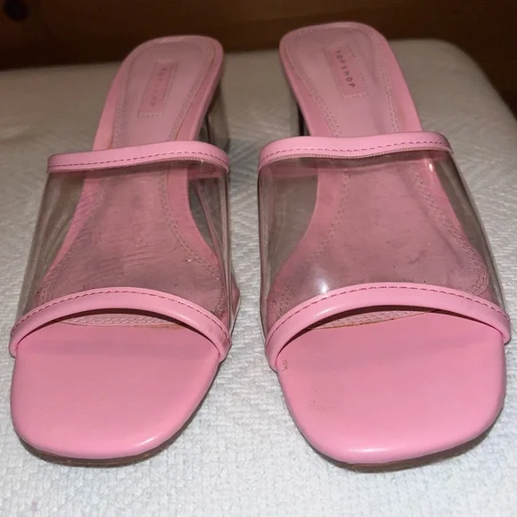 EUC, TopShop Pink & Clear Sandals, Size 38 - Picture 1 of 15